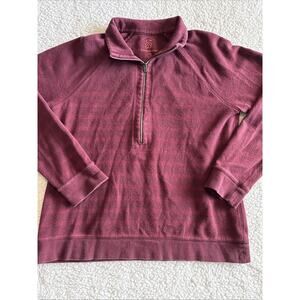 Tommy Bahama Sweater Womens Medium Red Striped 1/2 Zip Up Pullover Sweatshirt